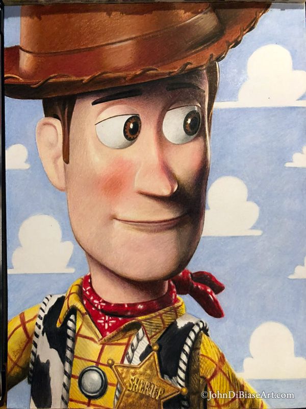 Woody Toy Story Original Colored Pencil Drawing (NOT a print) - 9 x 12