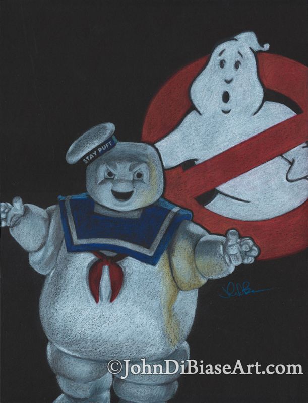 Stay Puft Marshmallow Man from Ghostbusters Original Colored Pencil Drawing (NOT a print) 9" x 12"