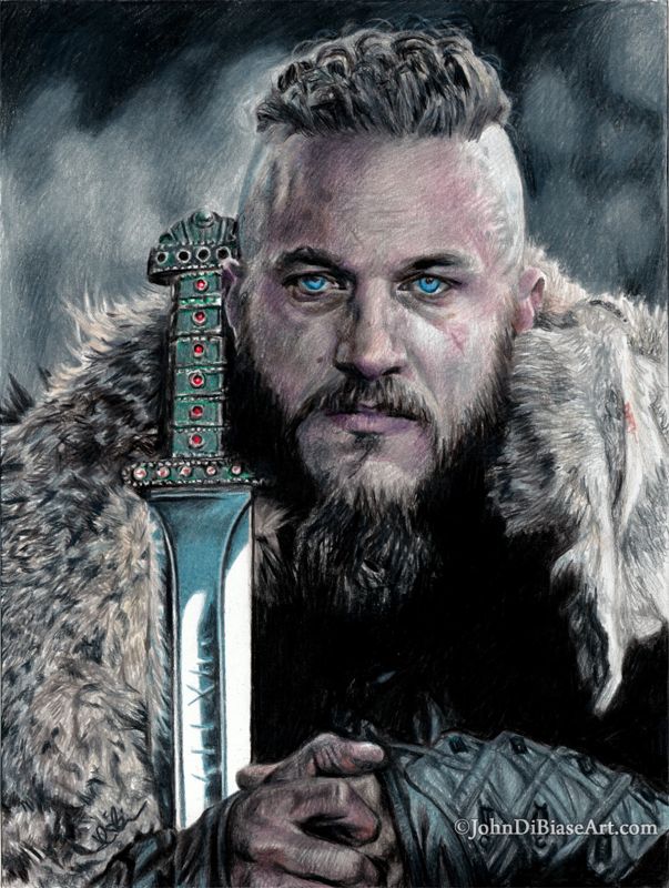Travis Fimmel as Ragnar Lothbrok in "Vikings" Original Colored Pencil Drawing (NOT a print) 9" x 12"
