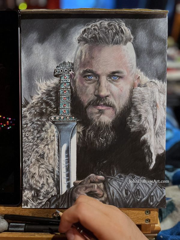 Travis Fimmel as Ragnar Lothbrok in "Vikings" Original Colored Pencil Drawing (NOT a print) 9" x 12"