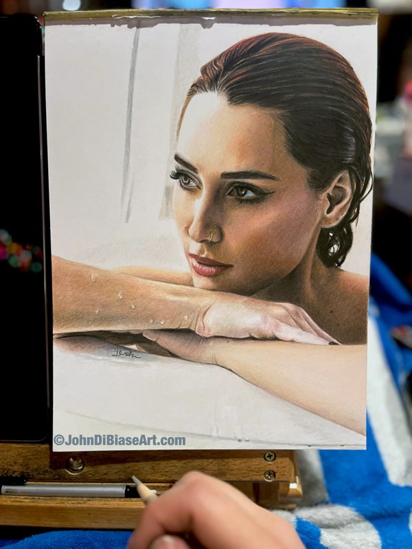 Nicole Vincenti / Sadie Gray Italian Model Colored Pencil Drawing (NOT a print) 9" x 12"