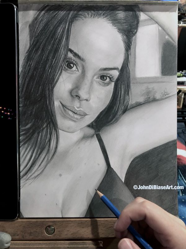 Simone De Kock Original Pencil Drawing "Arm Up" (NOT a print)  9" x 12"
