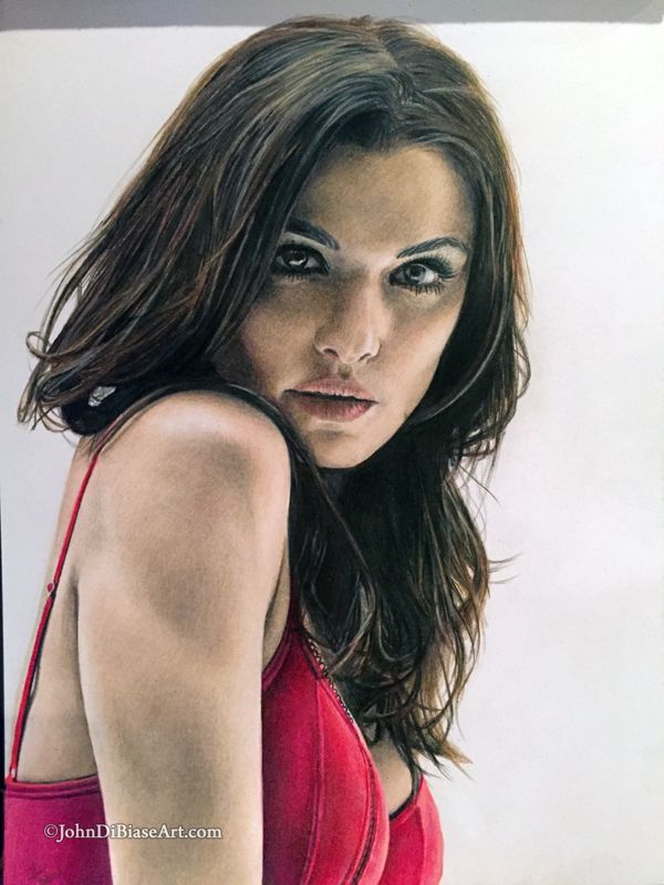 Rachel Weisz Realistic Original Colored Pencil Drawing (NOT a print) 9" x 12"
