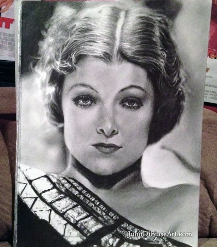 Myrna Loy Realistic Original Graphite Pencil Drawing (NOT a print) 9" x 12"