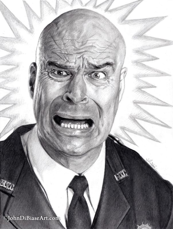 Bull Shannon (Richard Moll) from Night Court Original Freehand Graphite Realistic Drawing (NOT a print) 9" x 12"