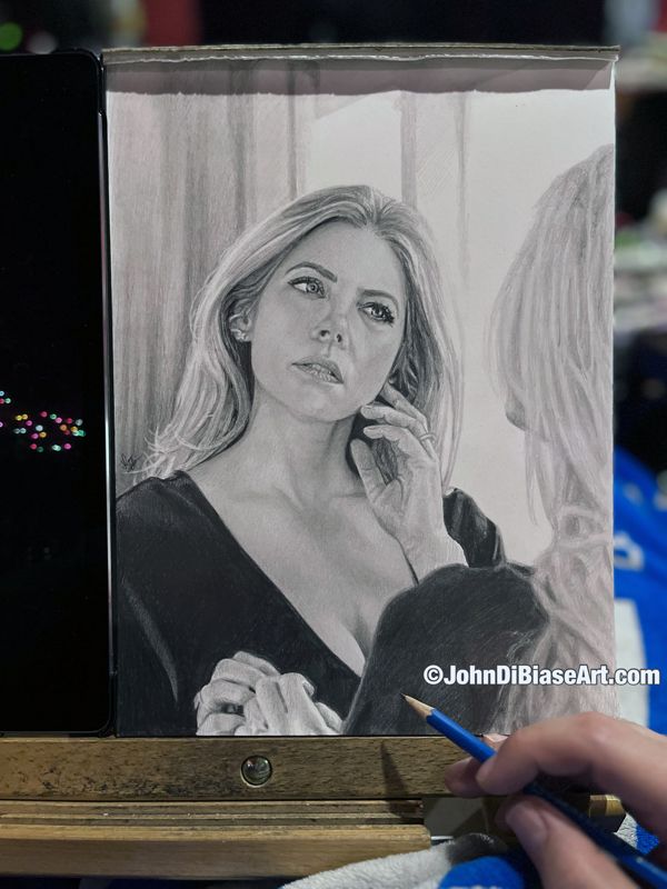 Katheryn Winnick "Mirror" Original Realistic Graphite Drawing (NOT a print) 9"x12"