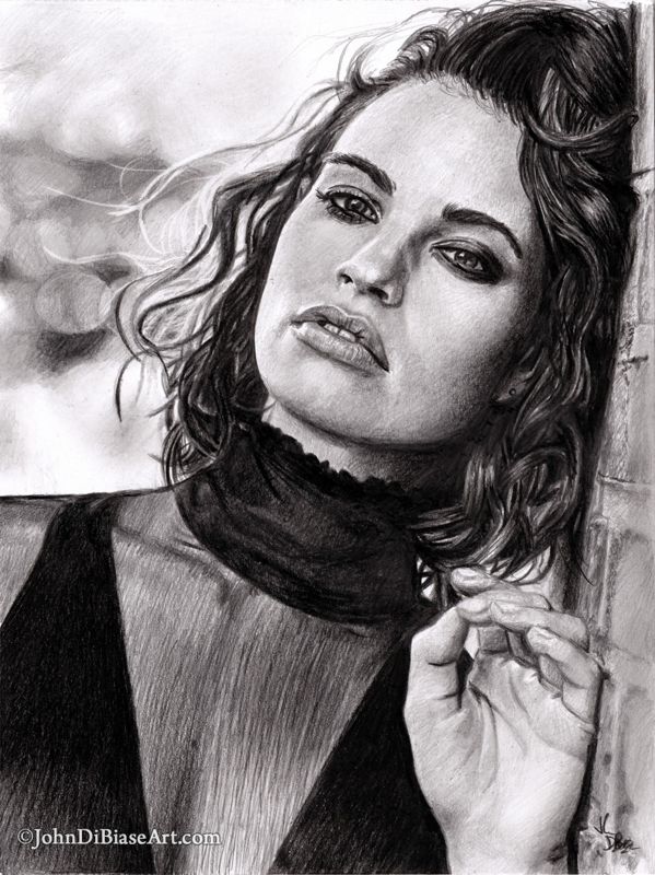 Lily James Original Realistic Graphite Drawing (NOT a print) 9"x12"
