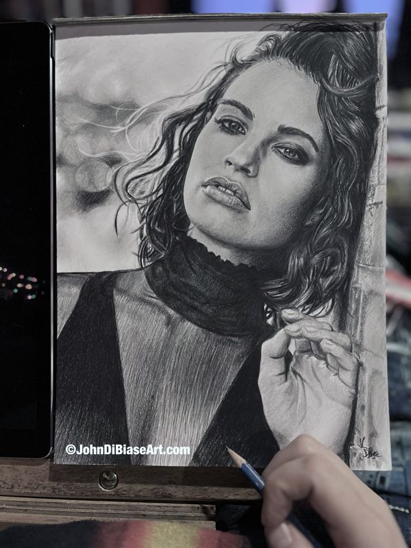 Lily James Original Realistic Graphite Drawing (NOT a print) 9"x12"