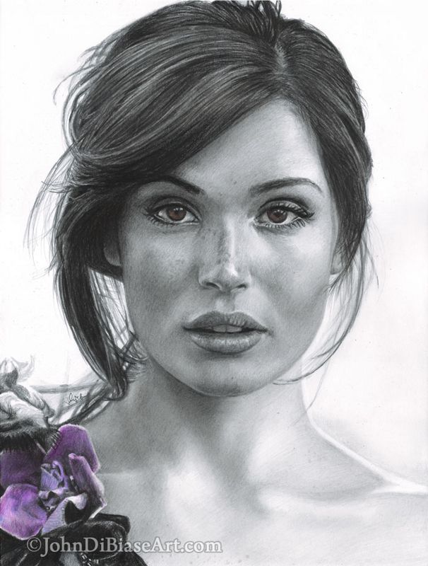 Gemma Arterton ORIGINAL Realistic Pencil Drawing  (9 x 12) - NOT A PRINT