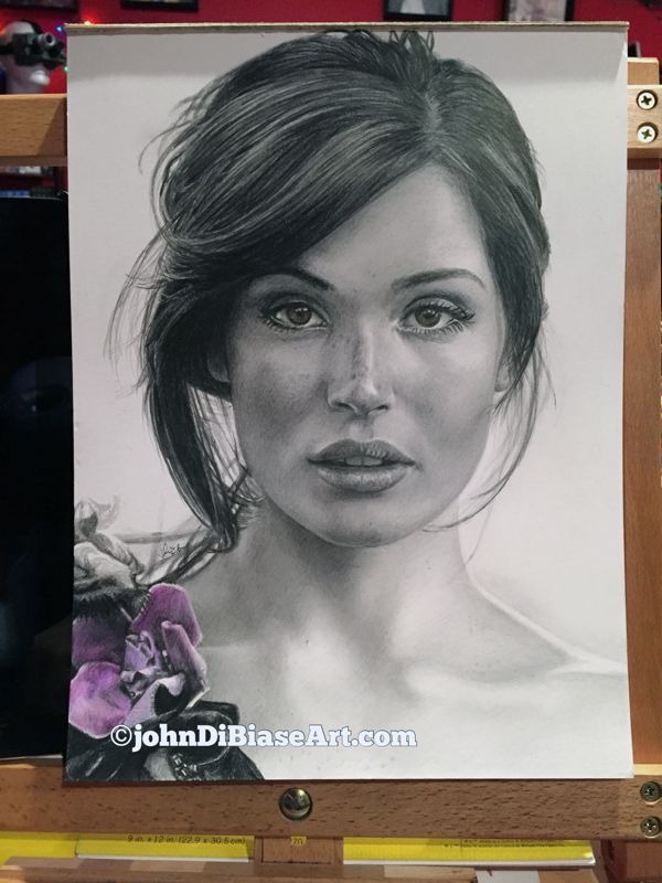 Gemma Arterton ORIGINAL Realistic Pencil Drawing  (9 x 12) - NOT A PRINT