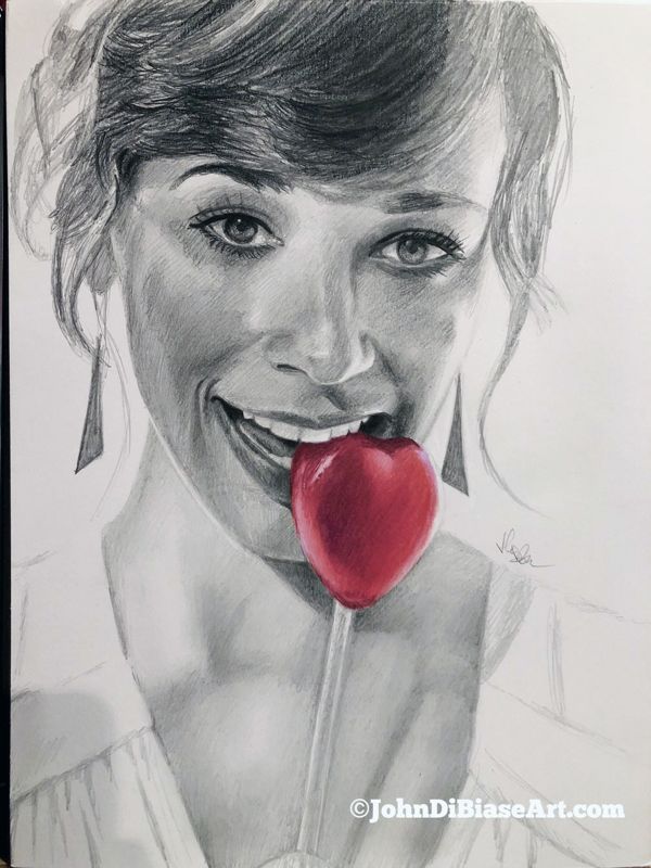 Rashida Jones ORIGINAL Pencil Drawing  (9 x 12) - NOT A PRINT