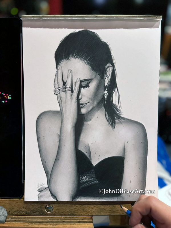 Eva Green "Facepalm" Original Graphite Drawing (NOT a print) 9" x 12"