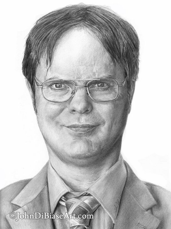 Rainn Wilson as Dwight Schrute in TV's The Office Original Realistic Graphite Pencil Drawing (NOT a print) 9" x 12"