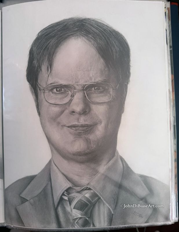 Rainn Wilson as Dwight Schrute in TV's The Office Original Realistic Graphite Pencil Drawing (NOT a print) 9" x 12"