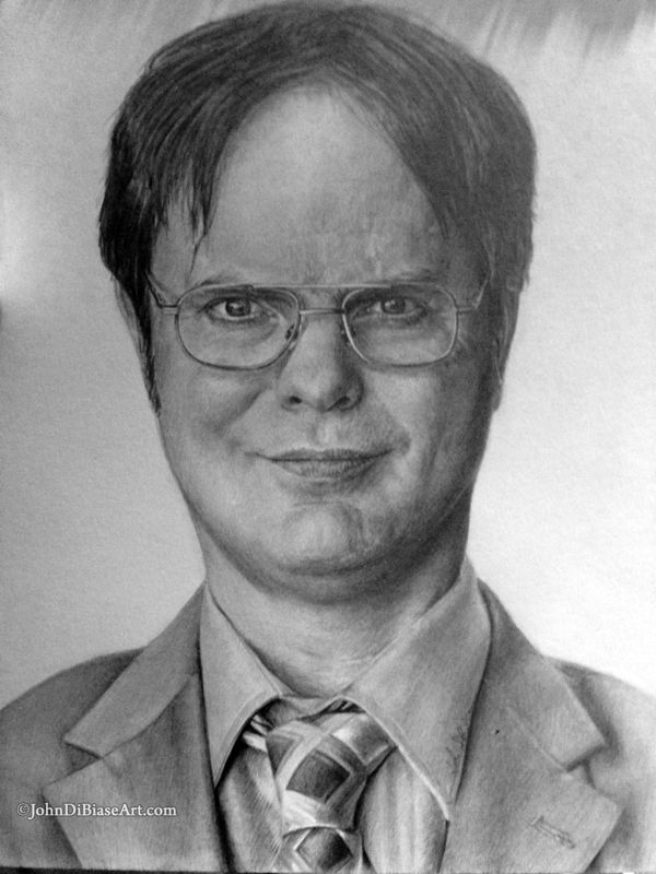 Rainn Wilson as Dwight Schrute in TV's The Office Original Realistic Graphite Pencil Drawing (NOT a print) 9" x 12"