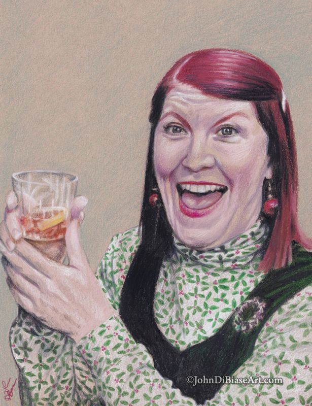 Meredith Palmer (Kate Flannery) "Happy" Colored Pencil Drawing from The Office 8.5 x 11