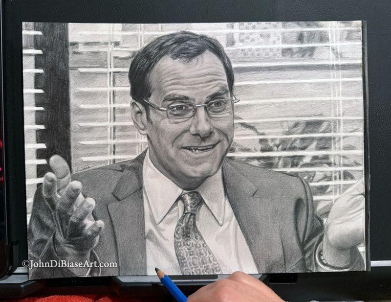 David Wallace (Andy Buckley) from "The Office" Realistic Graphite Pencil Drawing (NOT a print) 12" x 9"