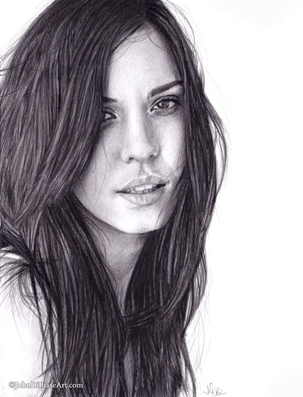 Odette Annable (Odette Yustman) Realistic Graphite Pencil Drawing Print 8.5 x 11
