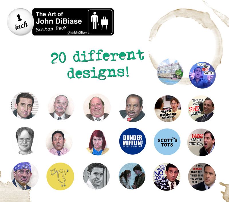 1 inch The Office Button Pack - 20 Different Buttons!