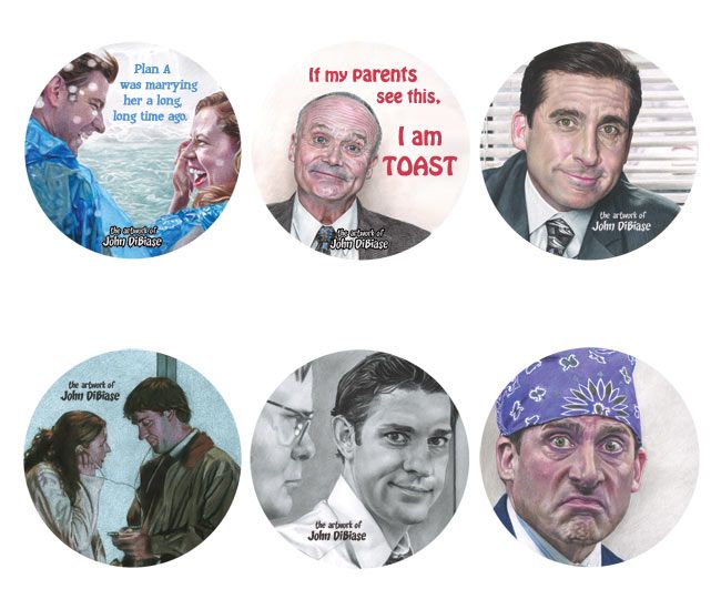 2.5  inch The Office Sticker Pack - 6 Different Designs