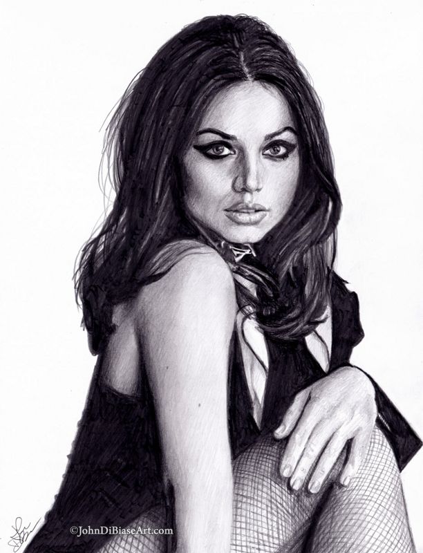 Ana De Armas "Vintage" Graphite Pencil Drawing Print 8.5 x 11