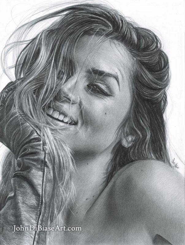 Ana De Armas "Glove Smile" Original Graphite Pencil Drawing (NOT a print) 9 x 12