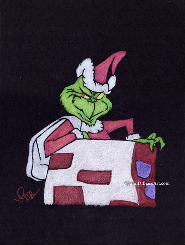 The Grinch Colored Pencil Drawing Print 8.5 x 11