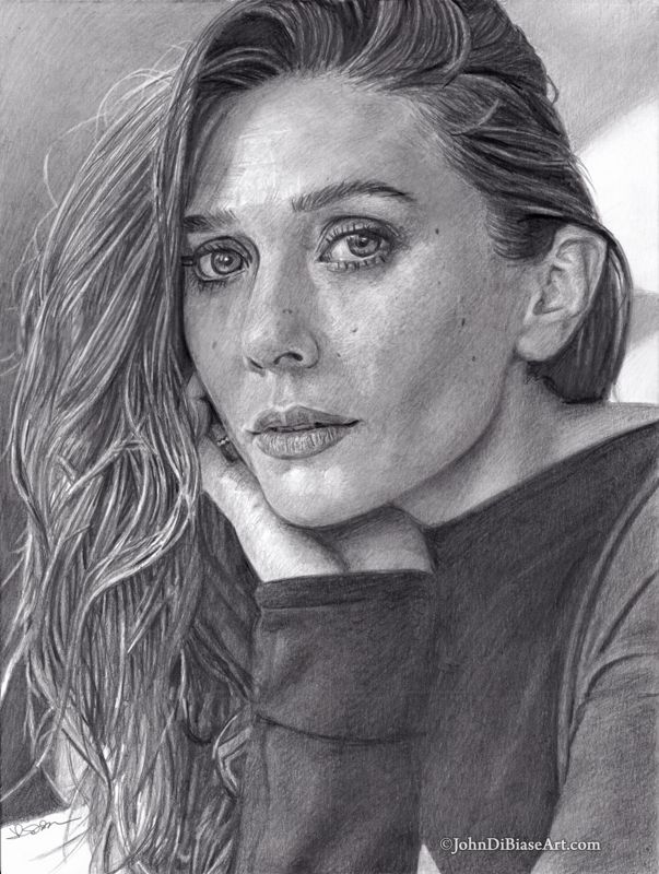Elizabeth Olsen Freehand Graphite Drawing Print - 8.5 x 11