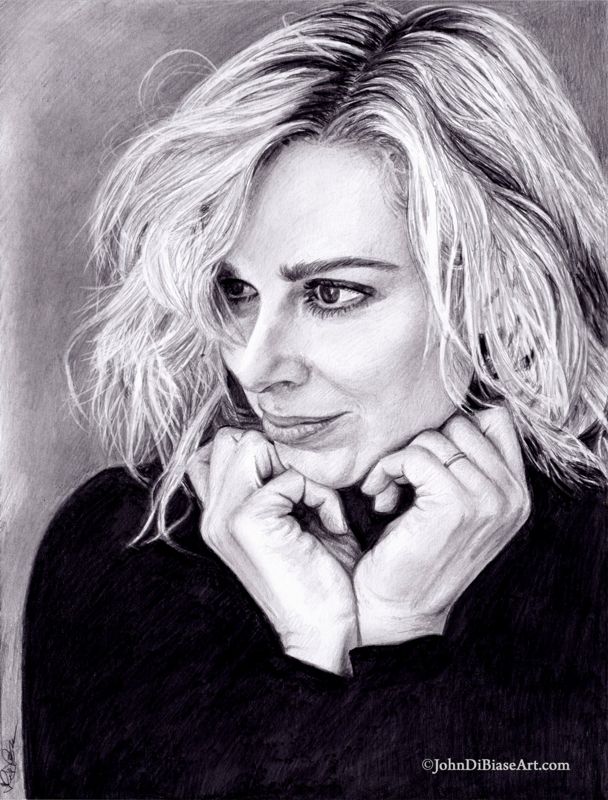 Cara Buono (from "Stranger Things") Graphite Drawing Print 8.5 x 11