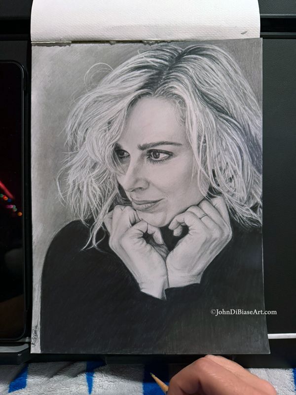 Cara Buono (from "Stranger Things") Original Graphite Drawing (NOT A PRINT) 9" x 12"