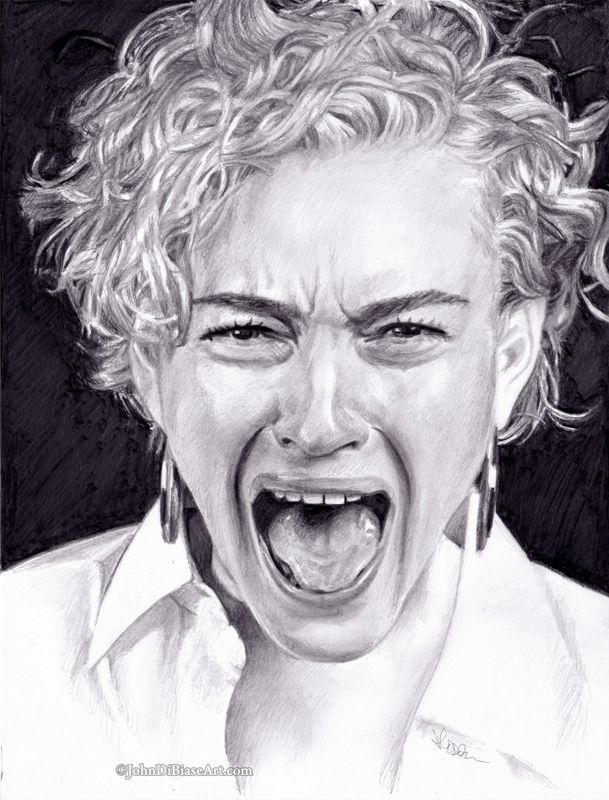 Julia Garner (Screaming) Graphite Drawing Print 8.5 x 11