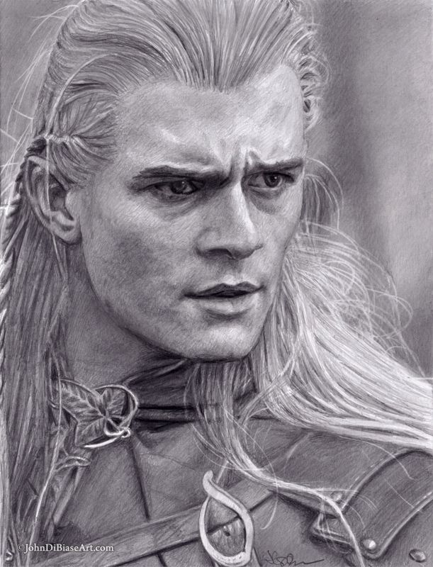 Legolas Lord of the Rings (Orlando Bloom) Realistic Graphite Pencil Drawing Print (8.5 x 11)