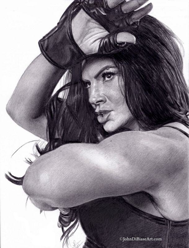 Gina Carano MMA 2026 Graphite Pencil Portrait Drawing Print 8.5 x 11