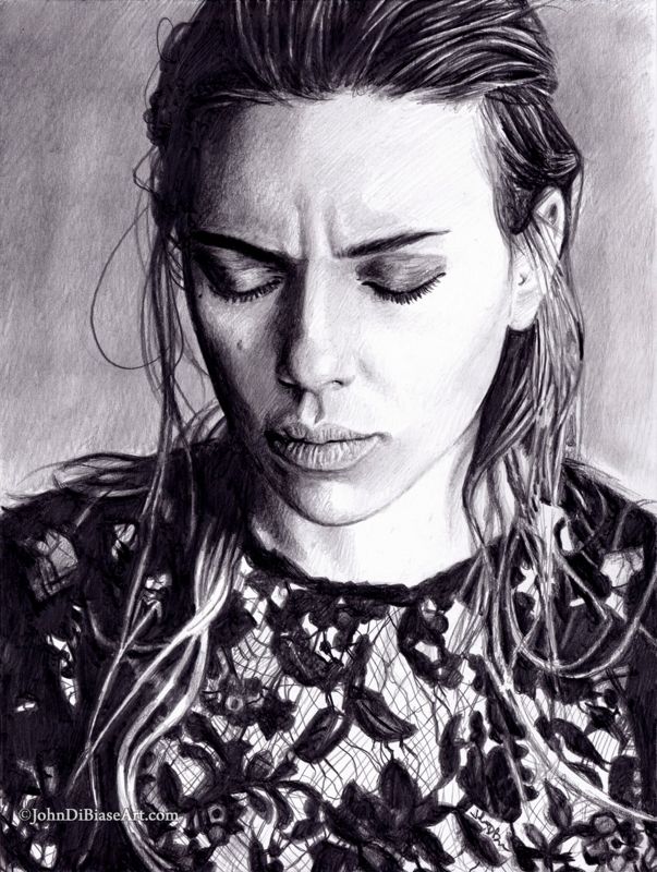 Scarlett Johansson "Somber" Drawing Print (Black Widow / Captain America)