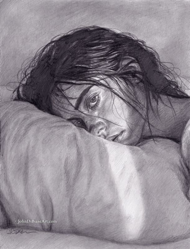 "Silence" (Grief) Original Freehand Graphite Pencil Drawing 9 x 12