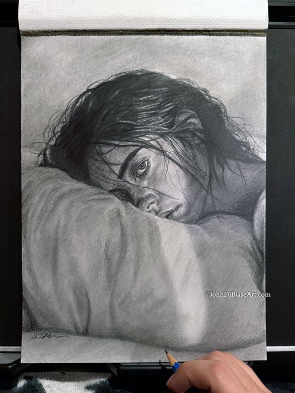 "Silence" (Grief) Original Freehand Graphite Pencil Drawing 9 x 12
