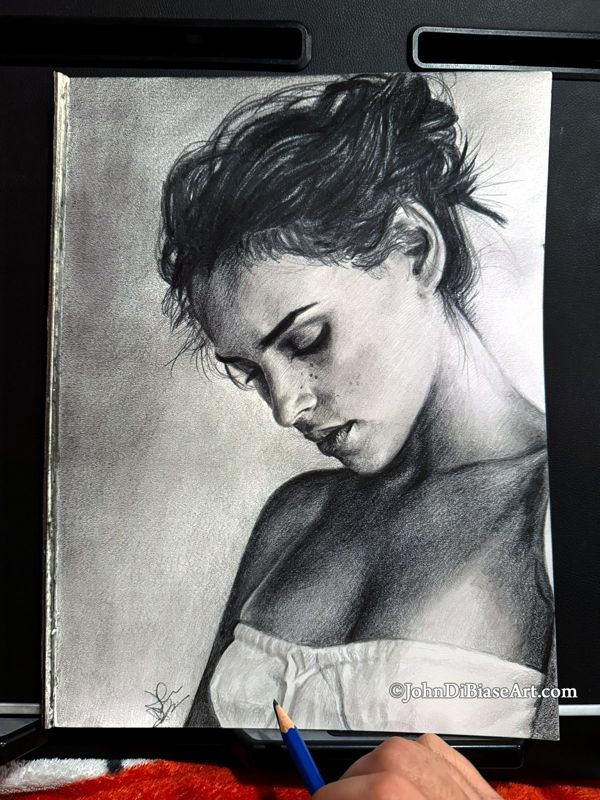 Adria Arjona "Quiet" Original Graphite Portrait Drawing (NOT a print) 9x12