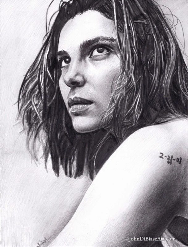 Inde Navarrette (of "Obsession" / Rogue in "X-Men") Original Graphite Drawing (NOT a print) 9" x 12"