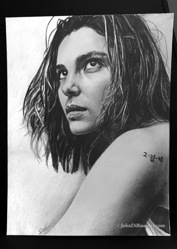 Inde Navarrette (of "Obsession" / Rogue in "X-Men") Original Graphite Drawing (NOT a print) 9" x 12"