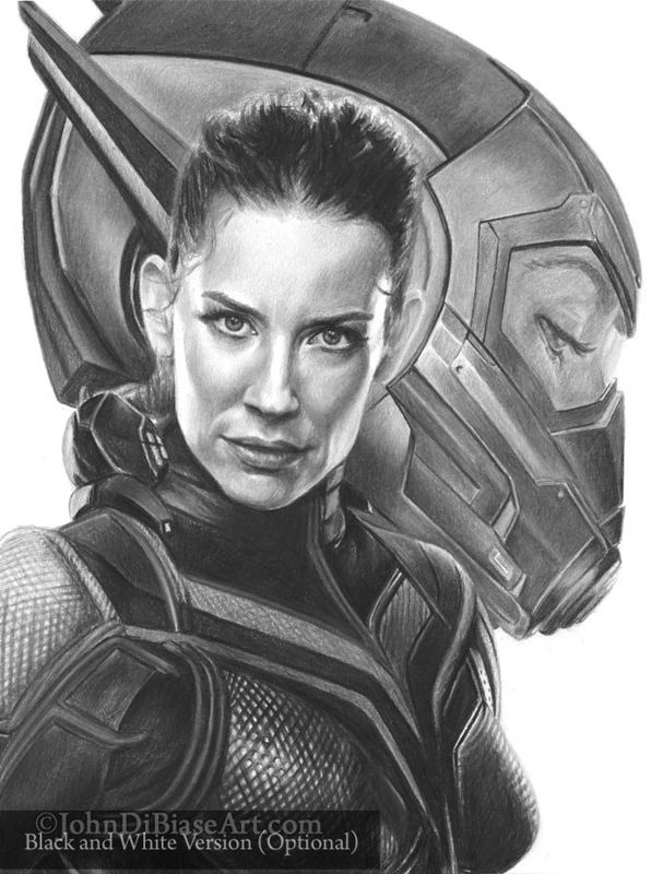 Evangeline Lilly as Wasp from "Ant-Man and the Wasp" Colored Pencil Drawing Print 8.5 x 11