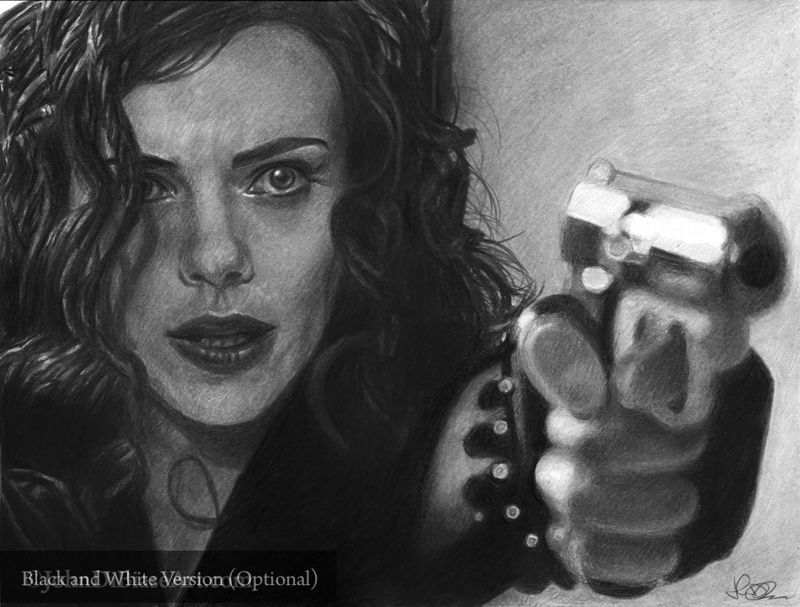 Natasha (Scarlett Johansson) in "Avengers" Colored Pencil Drawing Print (Commission) 11 x  8.5