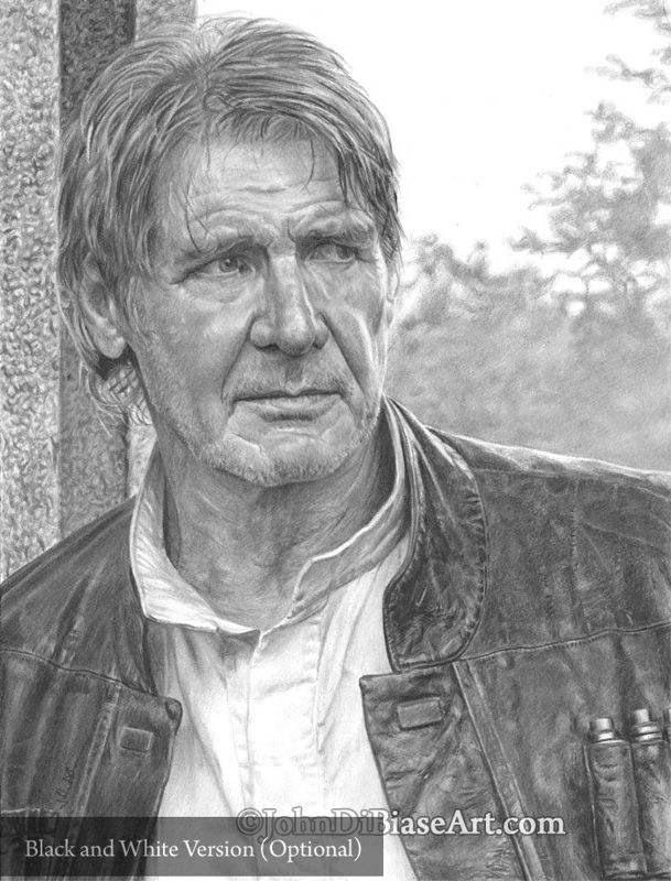 Han Solo from Star Wars: The Force Awakens Colored Pencil Drawing Print 8.5x11