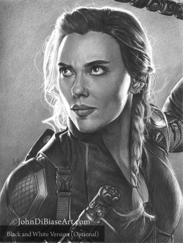Natasha / Black Widow (Scarlett Johansson) in Avengers: Endgame Colored Pencil Drawing Print 8.5 x 11