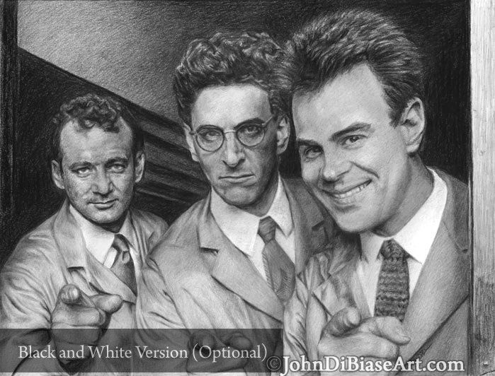 Peter, Egon & Ray "Ready To Believe You" Ghostbusters Drawing Print 11 x 8.5