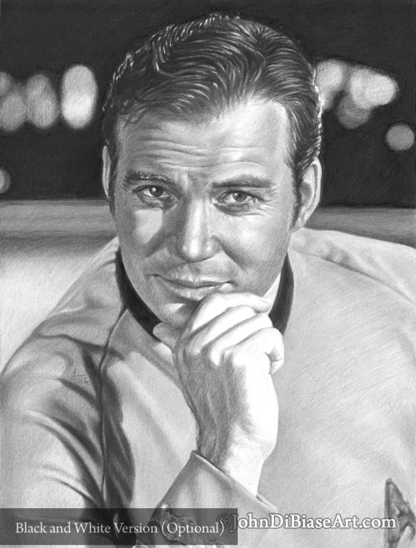 William Shatner as Captain Kirk Colored Pencil Drawing Print 8.5 x 11