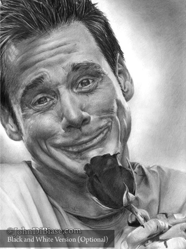 Jim Carrey holding a rose Drawing Print 8.5 x 11