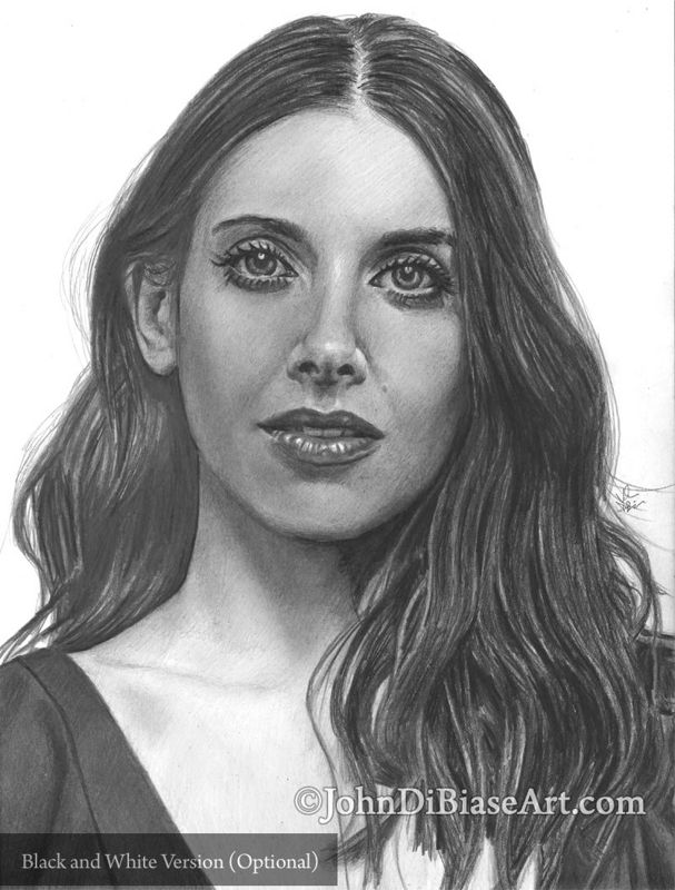 Alison Brie Graphite and Colored Pencil Drawing Print 8.5 x 11