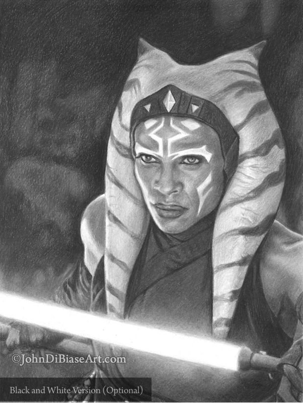 Ahsoka Tano (Rosario Dawson) Full Color Drawing Print 8.5 x 11