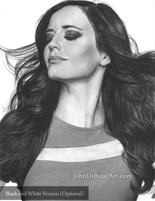 Eva Green Colored Pencil Drawing Print 8.5 x 11