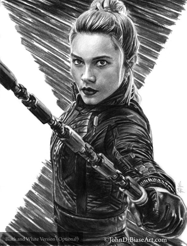 Yelena (Florence Pugh) in "Hawkeye" Colored Pencil Drawing Print - 2 Versions 8.5 x 11